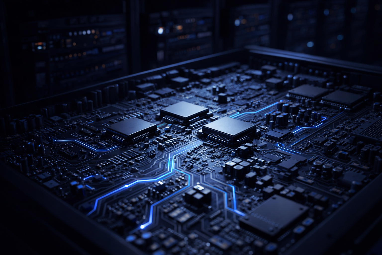 Server infrastructure with processors and network connections