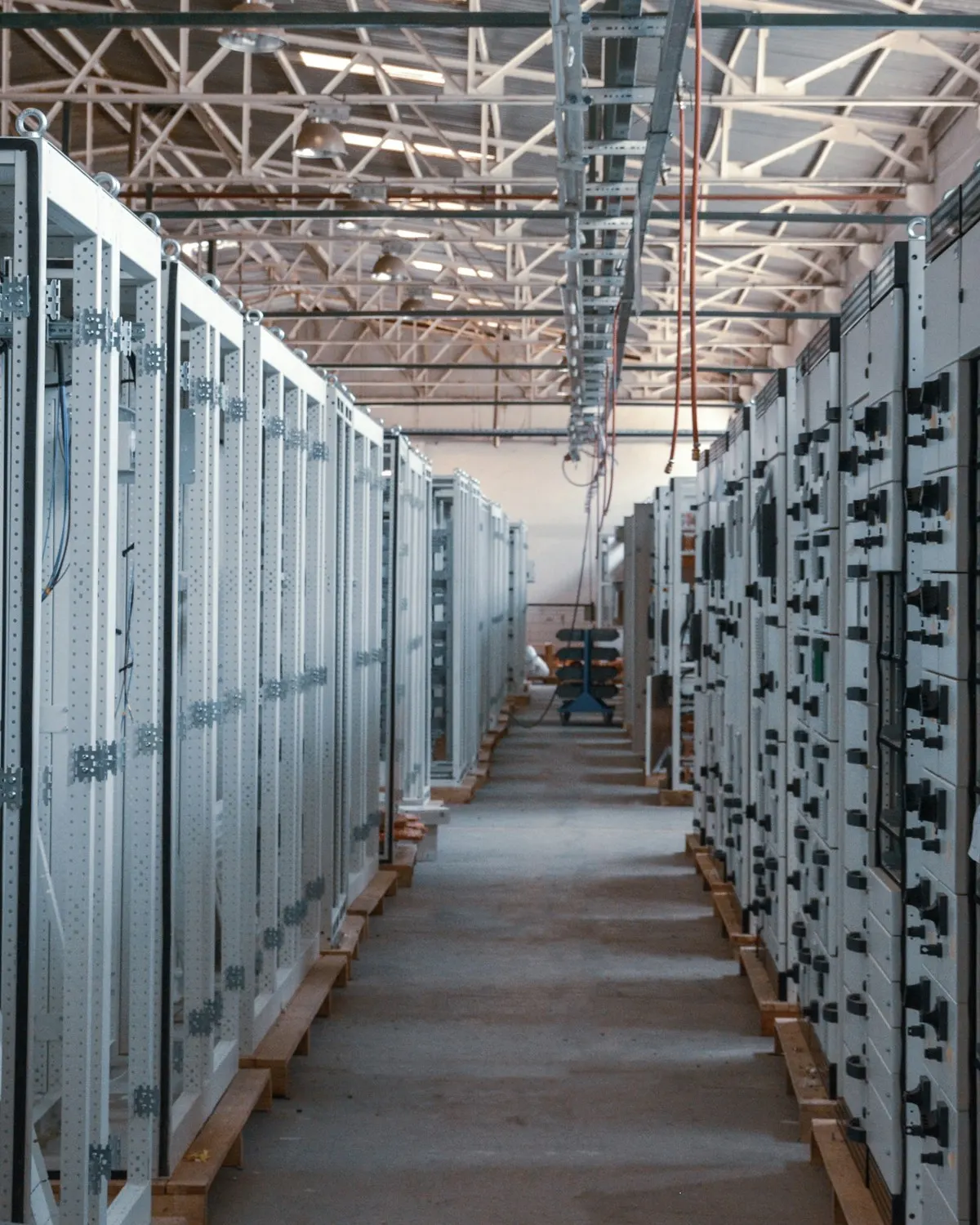 Rows of dedicated hardware in a private cloud hall