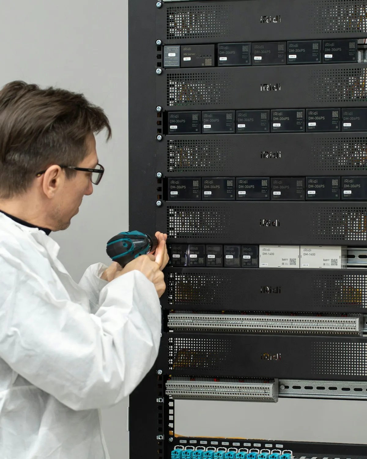 An engineer servicing a rack in one of our data centers